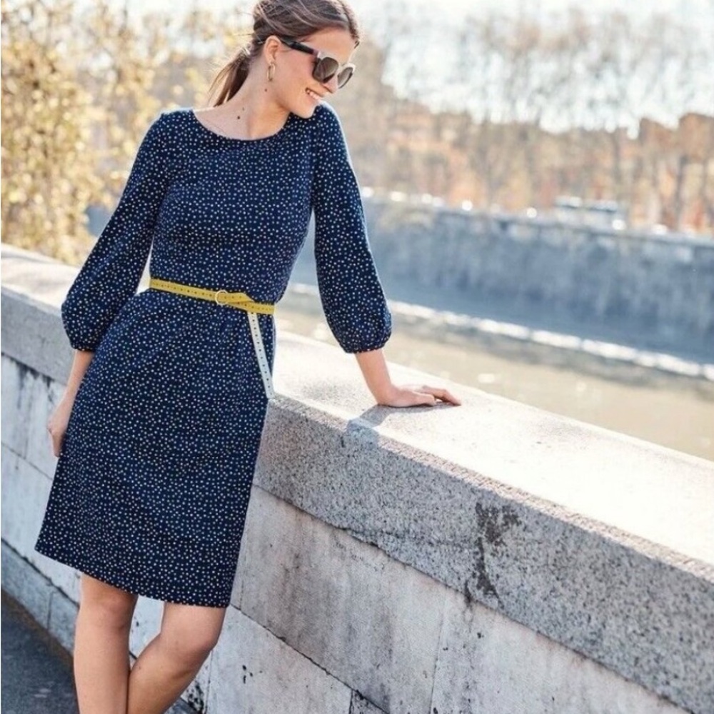 Boden Dress Ophelia Navy Star Print Size 6 LIKE NEW